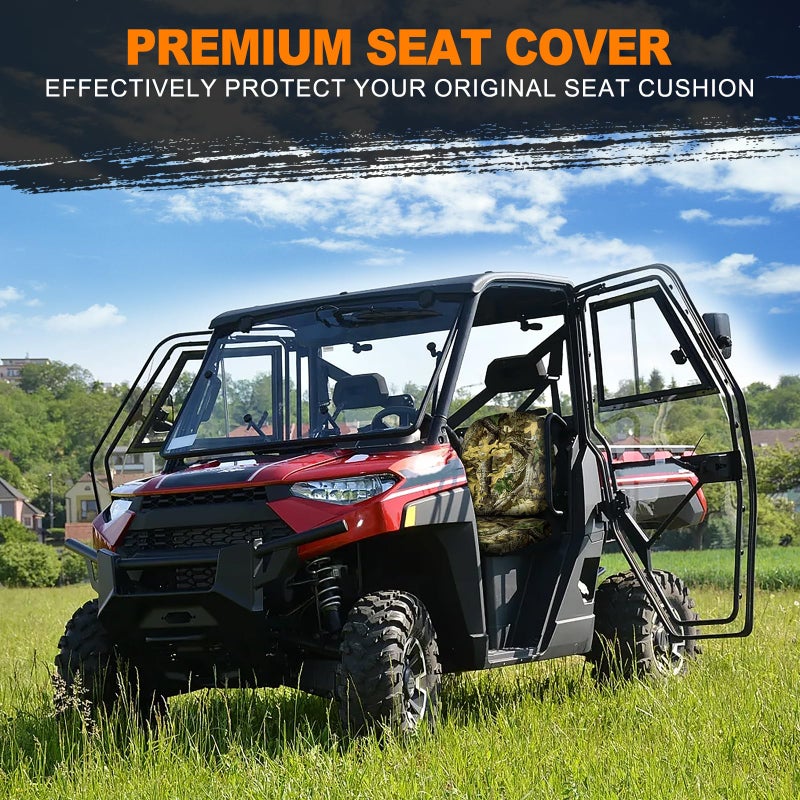 BORDAN Heavy Duty UTV Seat Cover for 2017-2021 Polaris Ranger XP 1000, Waterproof 1680D Camo Seat Covers for UTV Polaris Ranger 1000 2020-2025 Full Protection Outdoor (3 PCS) - Image 2